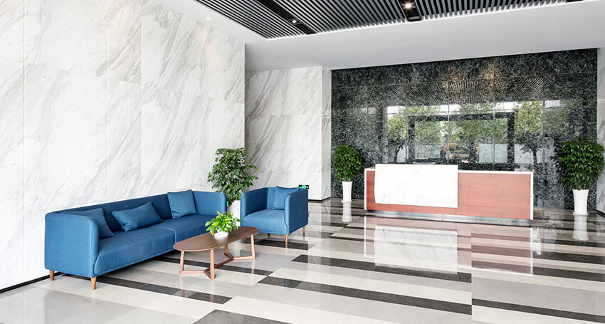 commercial cleaning services for a business building's lobby