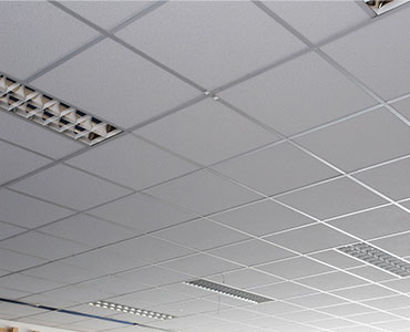 The ceiling of an office after it has received a professional ceiling tile cleaning.